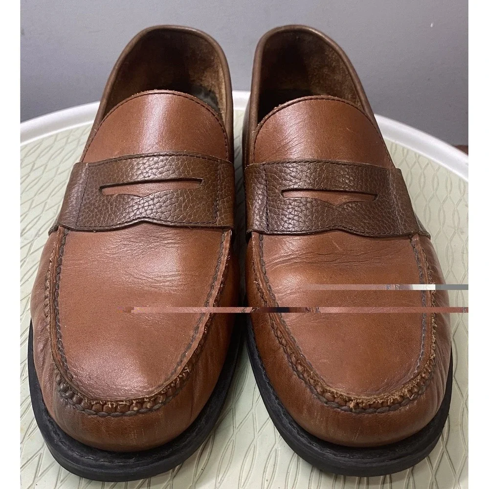 Rockport Men's Leather Driving Shoes Penny Loafer Brown Dress Shoes Sz. 12M